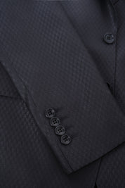 Arrow Lapel Suit - Black Patterned