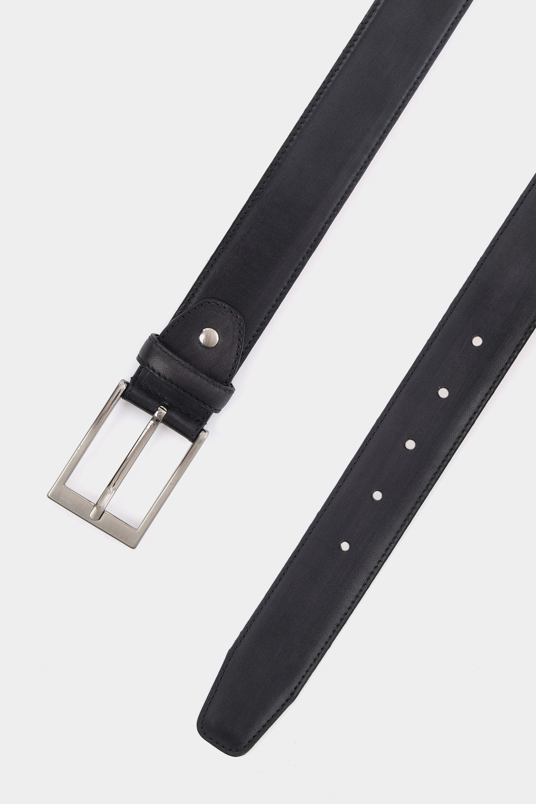 Patinated leather belt - Gray