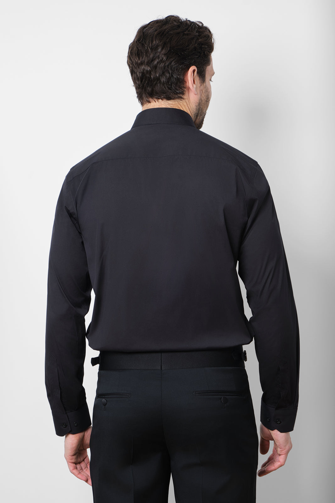 Shawl Lapel Double Breasted Tuxedo with Piped Pockets - Black