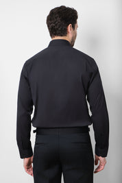 Shawl Lapel Double Breasted Tuxedo with Piped Pockets - Black
