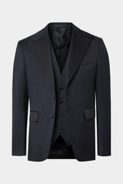 3-Piece Arrow Lapel Tuxedo with Drawstring Pants - Black