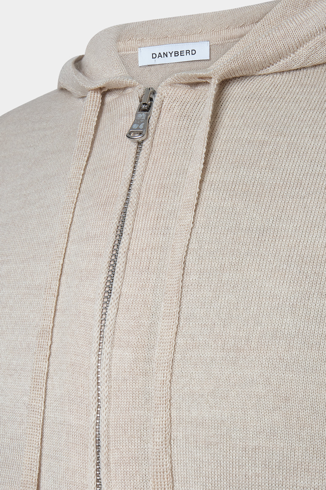 Hooded wool zipped vest - Beige