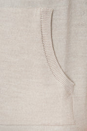 Hooded wool zipped vest - Beige
