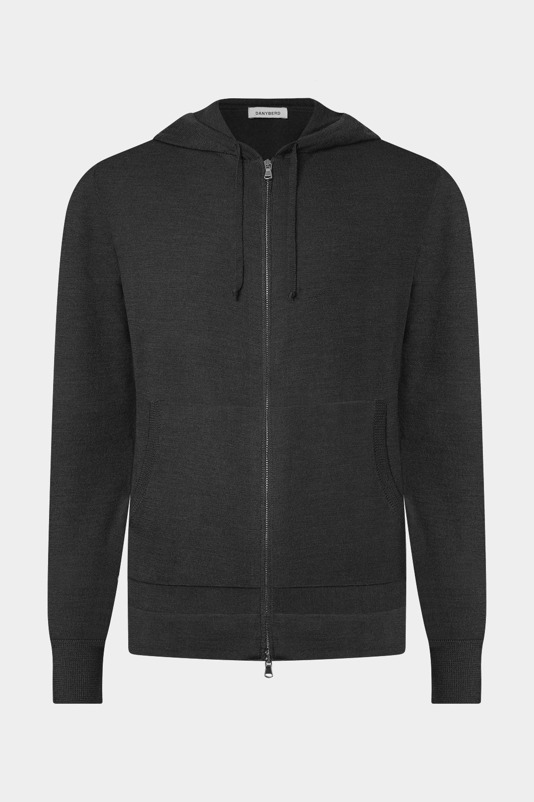 Hooded wool zipped vest - Anthracite Grey