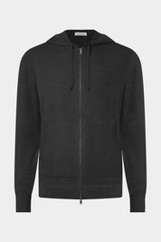 Hooded wool zipped vest - Anthracite Grey