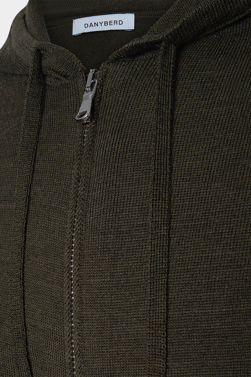 Hooded wool zipped vest - Khaki