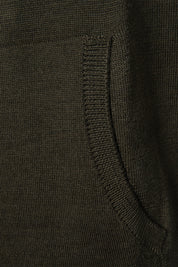 Hooded wool zipped vest - Khaki