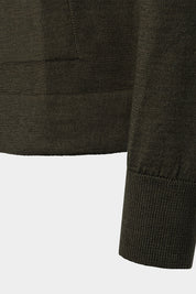 Hooded wool zipped vest - Khaki