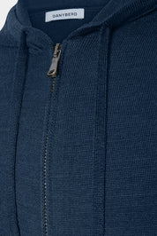 Hooded wool zipped vest - Navy