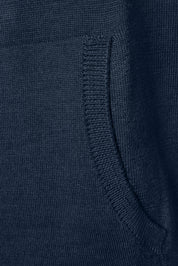Hooded wool zipped vest - Navy
