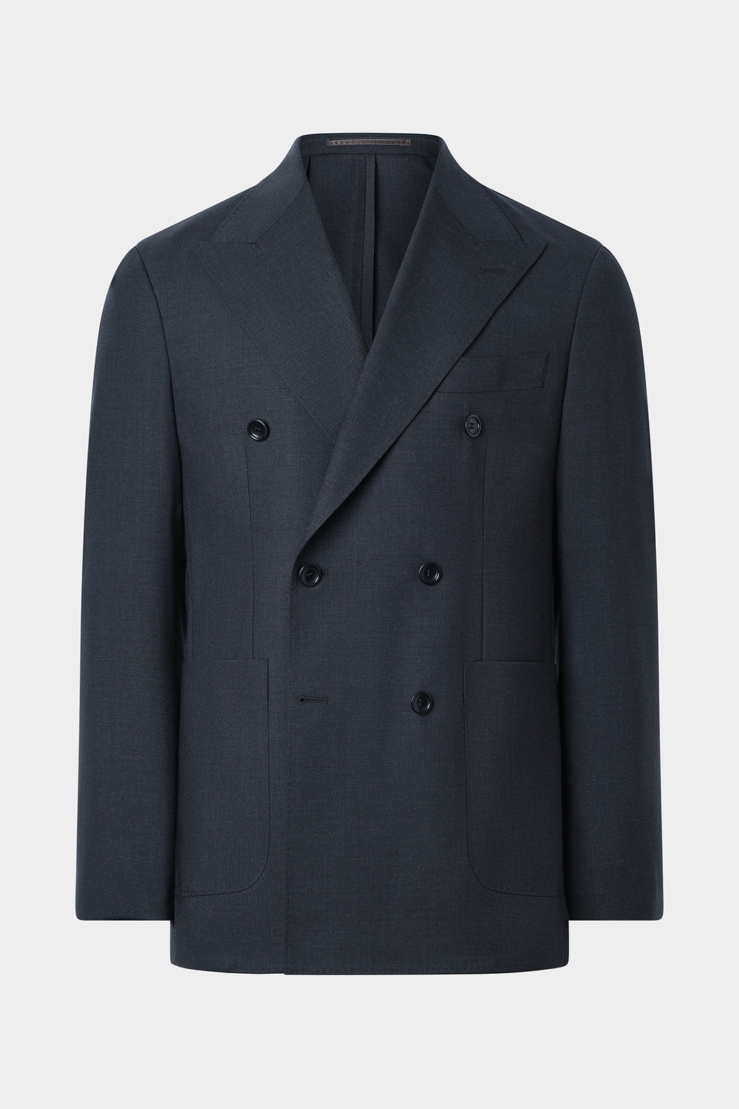 Double-breasted wool suit with patch pocket - Charcoal grey