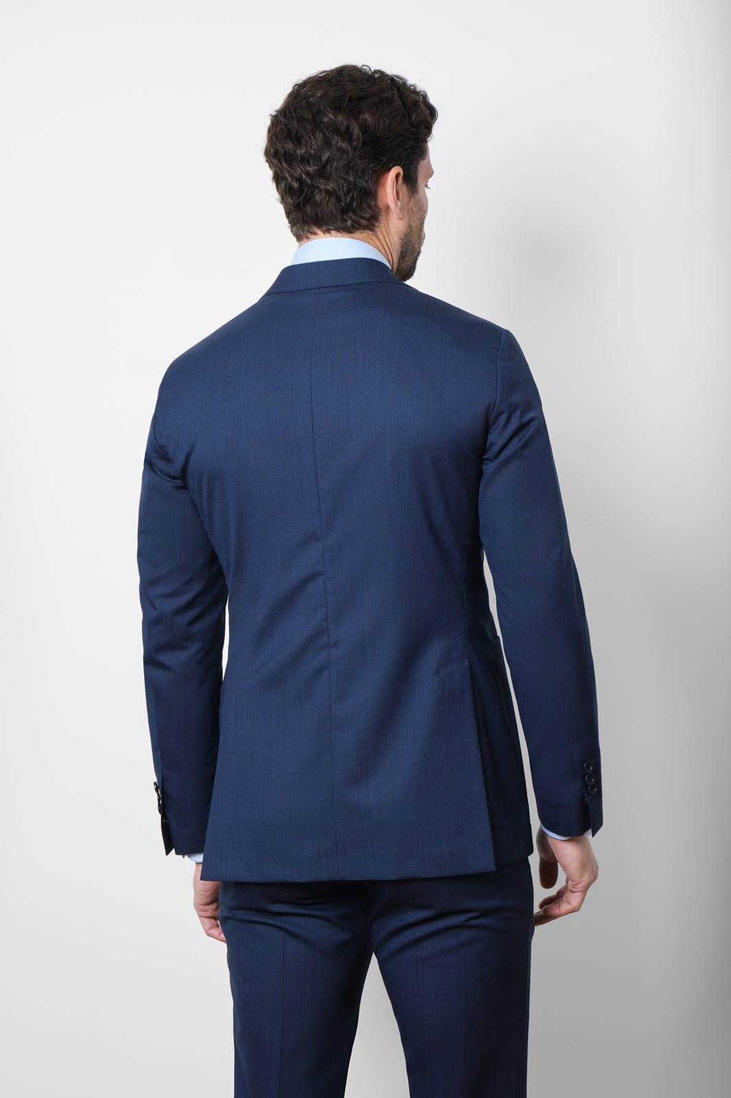 Double-breasted suit with patch pocket - Blue print