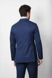 Double-breasted suit with patch pocket - Blue print