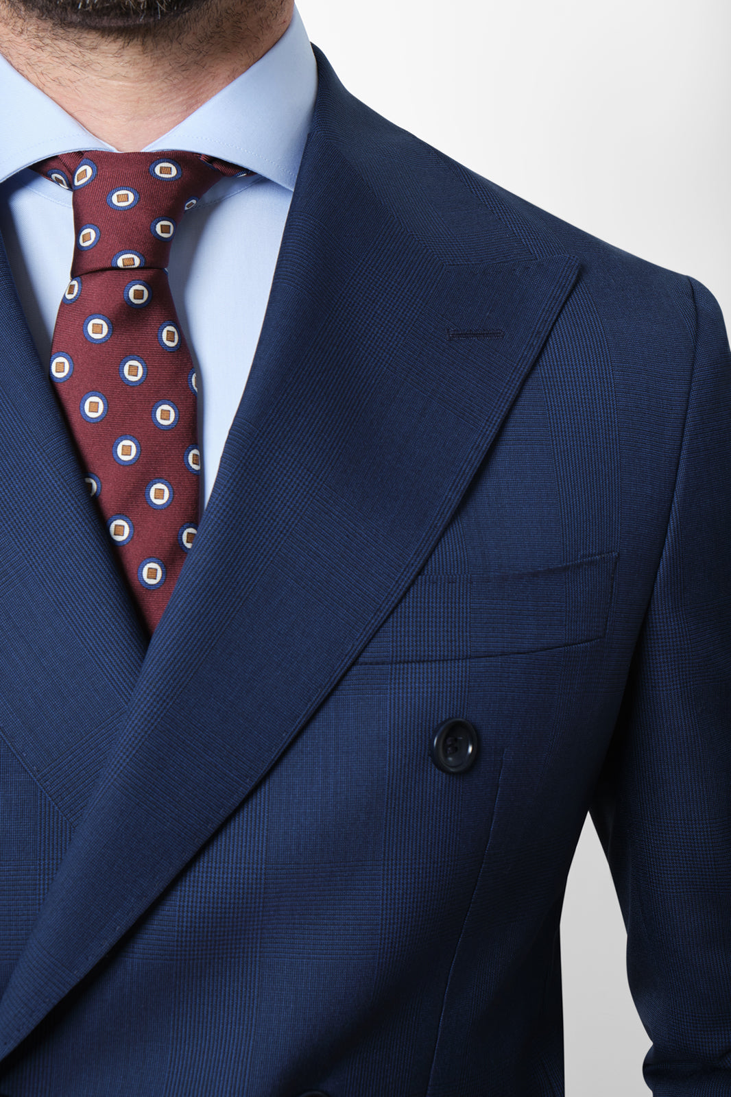 Double-breasted suit with patch pocket - Blue print