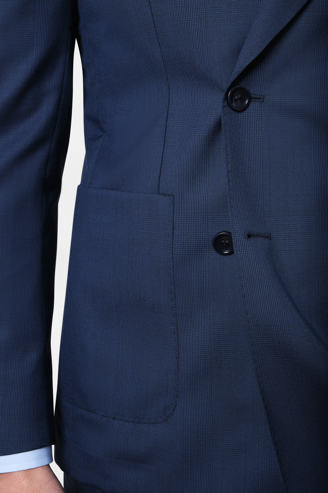 Double-breasted suit with patch pocket - Blue print