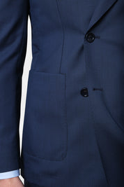 Double-breasted suit with patch pocket - Blue print