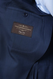 Double-breasted suit with patch pocket - Blue print