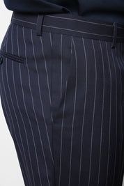Double-breasted suit with patch pocket - Blue striped