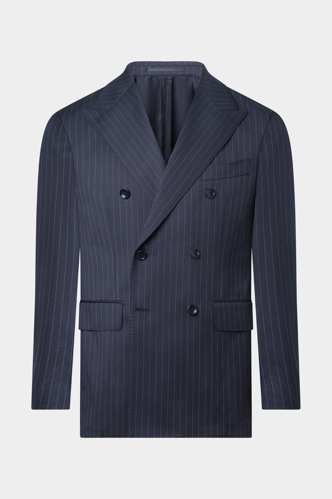 Double-breasted suit - Navy with gray stripe