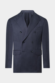 Double-breasted suit - Navy with gray stripe