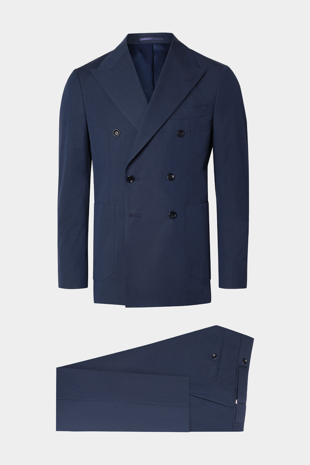 Double-breasted suit with patch pocket and drawstring trousers Navy Blue
