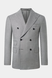 Prince of Wales double-breasted suit with ticket pocket - Black and white