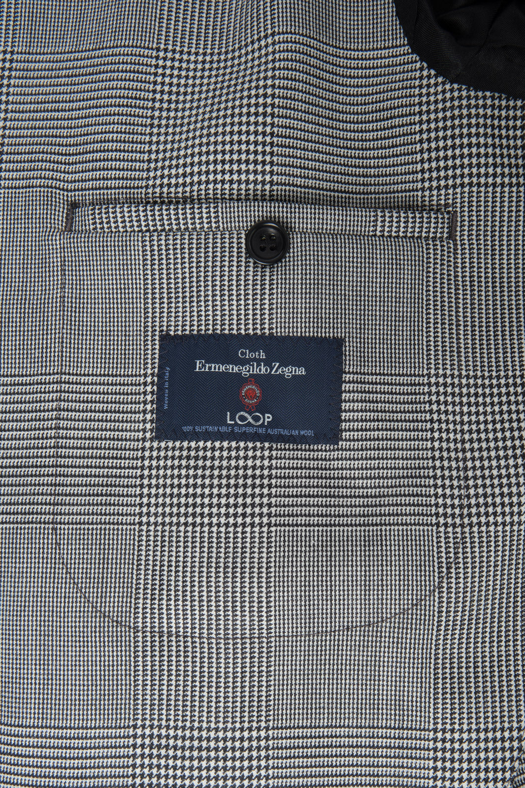 Prince of Wales double-breasted suit with ticket pocket - Black and white