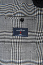 Prince of Wales double-breasted suit with ticket pocket - Black and white