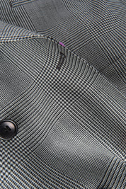 Prince of Wales double-breasted suit with ticket pocket - Black and white