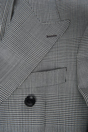 Prince of Wales double-breasted suit with ticket pocket - Black and white