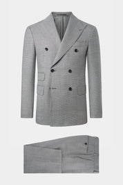 Prince of Wales double-breasted suit with ticket pocket - Black and white