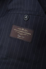 Double-breasted suit - Navy with gray stripe