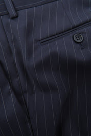 Double-breasted suit - Navy with gray stripe