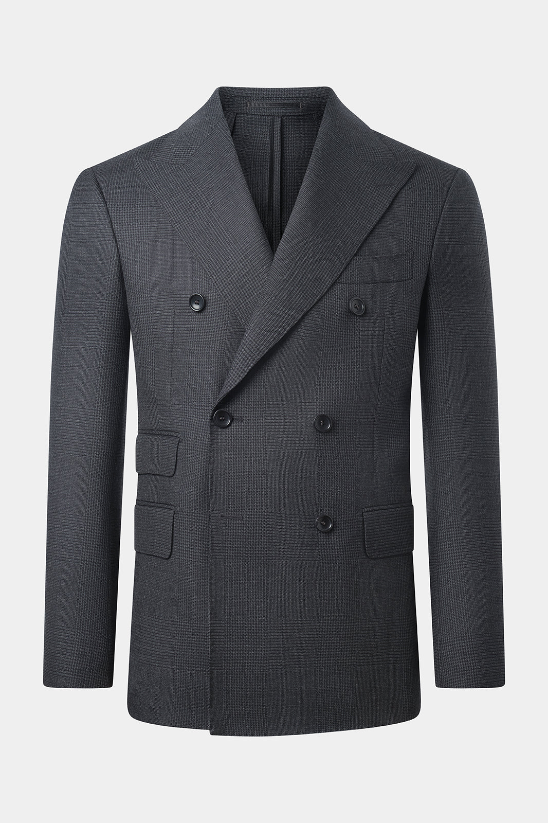 Prince of Wales double-breasted suit with ticket pocket - Anthracite Grey
