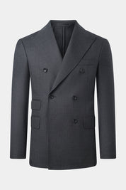 Prince of Wales double-breasted suit with ticket pocket - Anthracite Grey