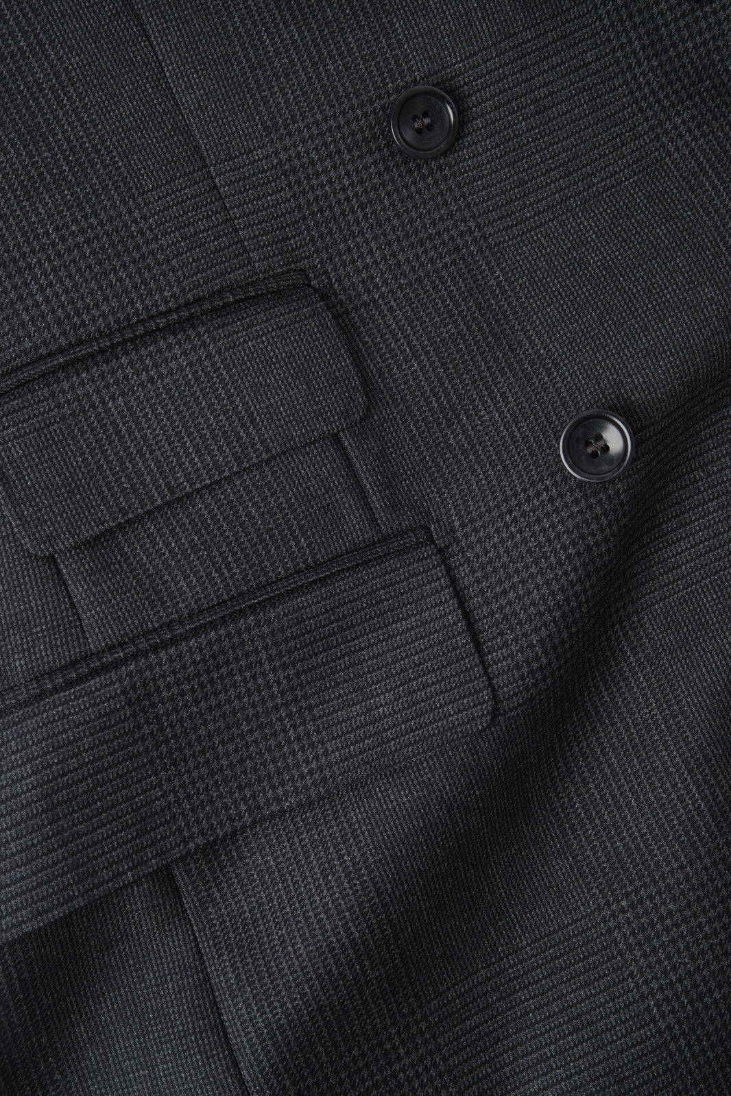 Prince of Wales double-breasted suit with ticket pocket - Anthracite Grey