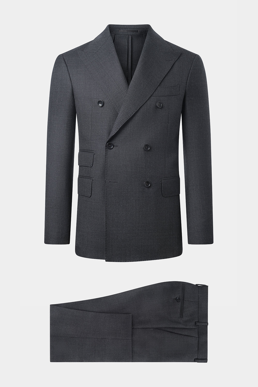 Prince of Wales double-breasted suit with ticket pocket - Anthracite Grey