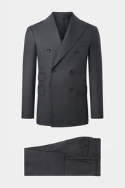 Prince of Wales double-breasted suit with ticket pocket - Anthracite Grey