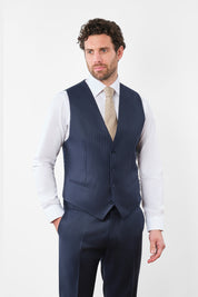 3 Piece Suit with Pinstripe Arrow Lapels - Navy
