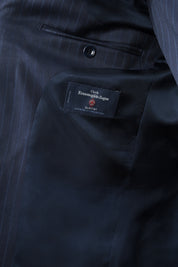 3 Piece Suit with Pinstripe Arrow Lapels - Navy