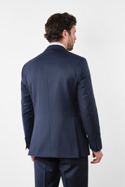 3 Piece Suit with Pinstripe Arrow Lapels - Navy