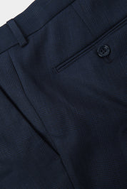 Prince of Wales Check Suit with Flap Pockets - Navy