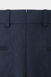 Prince of Wales Check Suit with Flap Pockets - Navy