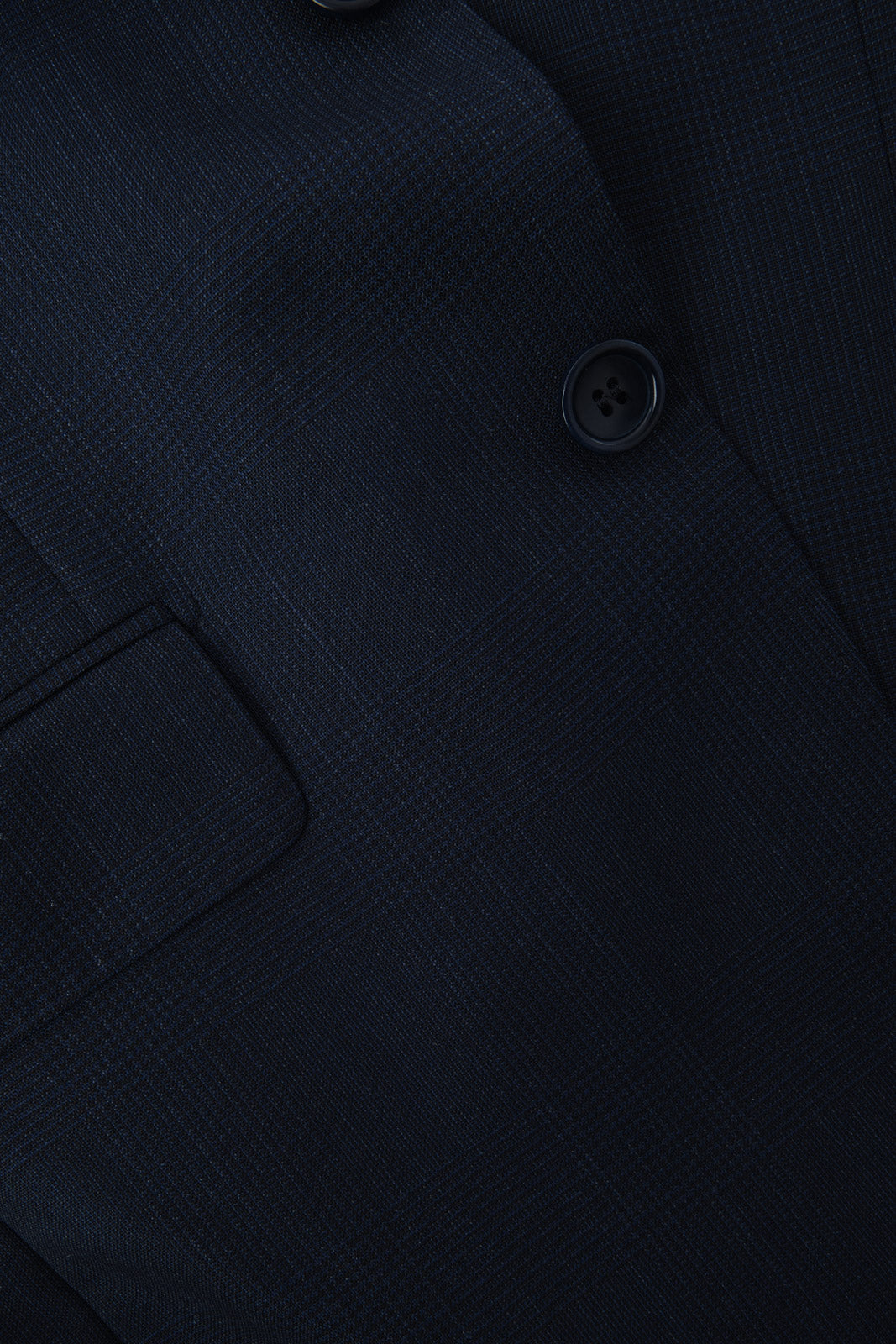 Prince of Wales Check Suit with Flap Pockets - Navy