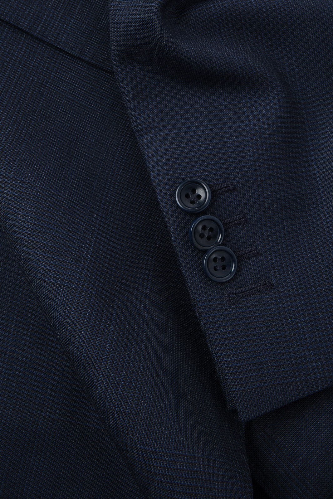 Prince of Wales Check Suit with Flap Pockets - Navy