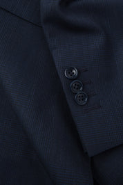 Prince of Wales Check Suit with Flap Pockets - Navy