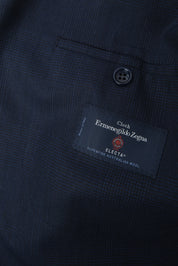 Prince of Wales Check Suit with Flap Pockets - Navy