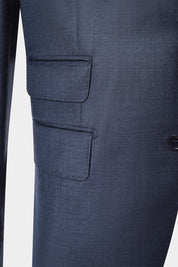 Arrow lapel suit with ticket pocket - Greyish blue