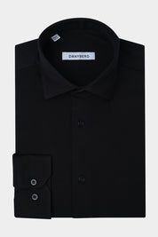 French collar cotton jersey shirt - Black