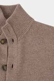 Gilet grosse maille à poche - Taupe
